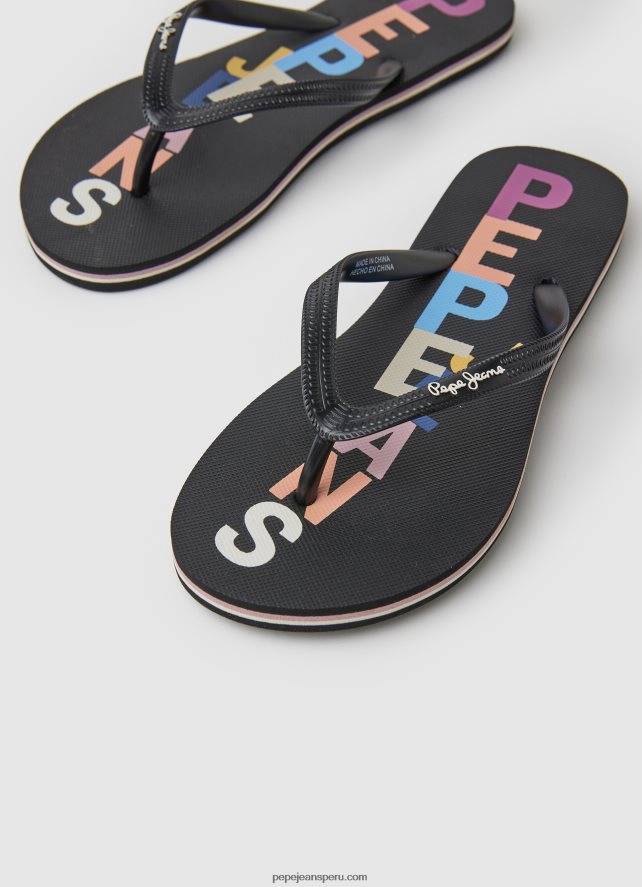 mujer Chanclas de playa con letras de rastrillo Pepe Jeans 44JTZ697 negro - Imagen 3