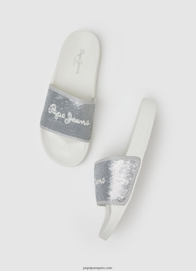 mujer Chanclas de playa Slider Sweet Pepe Jeans 44JTZ694 plata perla - Imagen 2