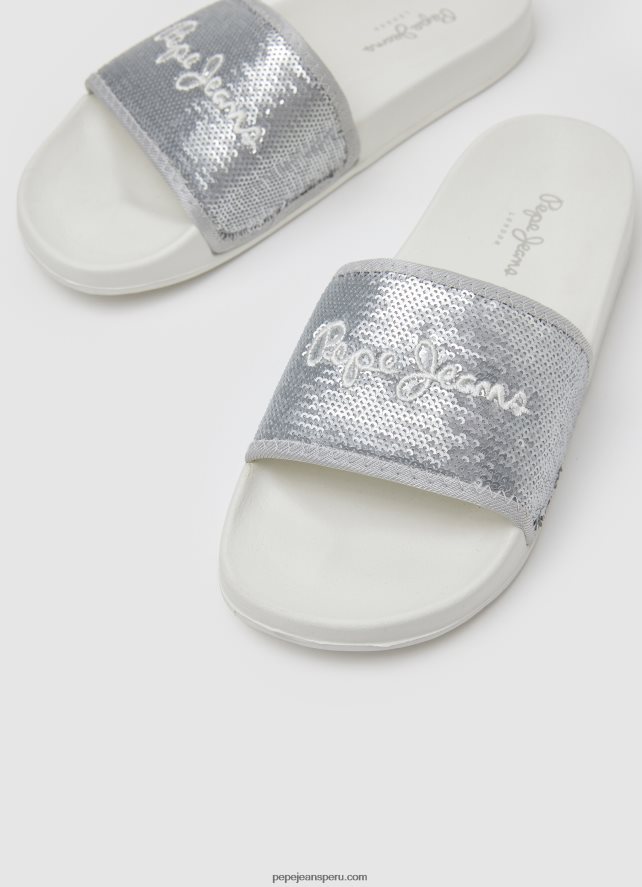 mujer Chanclas de playa Slider Sweet Pepe Jeans 44JTZ694 plata perla - Imagen 3