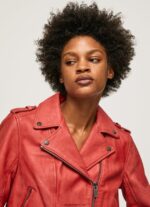 mujer chaqueta biker de piel de cordero Pepe Jeans 44JTZ105 estudio rojo - Imagen 4