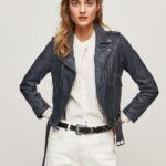 mujer chaqueta biker de piel de cordero Pepe Jeans 44JTZ113 océano