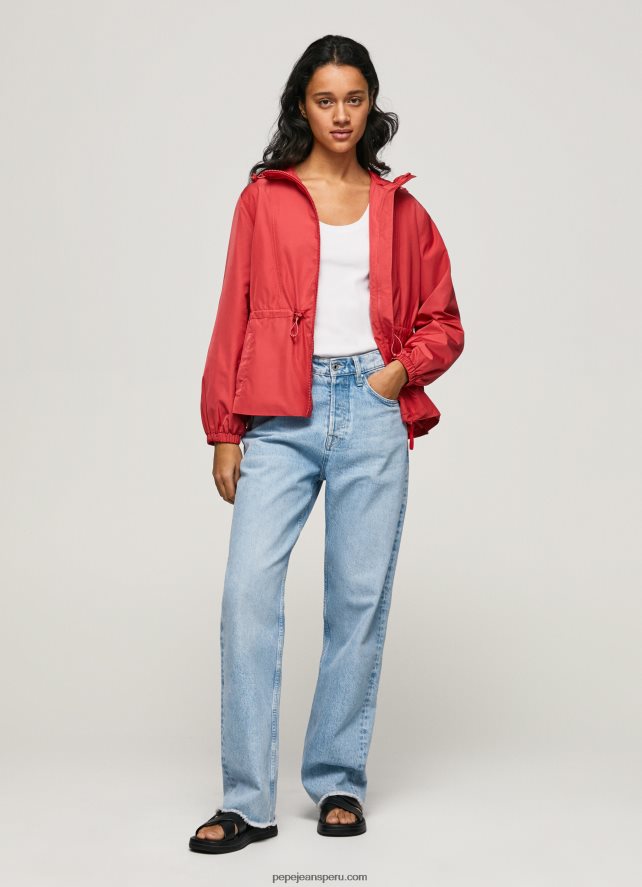 mujer chaqueta cortavientos con capucha Pepe Jeans 44JTZ129 estudio rojo - Imagen 2