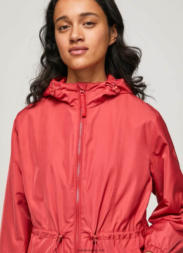 mujer chaqueta cortavientos con capucha Pepe Jeans 44JTZ129 estudio rojo - Imagen 3