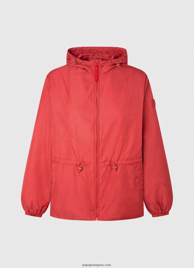 mujer chaqueta cortavientos con capucha Pepe Jeans 44JTZ129 estudio rojo - Imagen 5