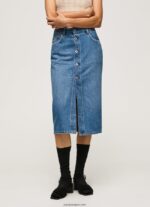 mujer falda midi de mezclilla de algodón Pepe Jeans 44JTZ100 mezclilla - Imagen 2