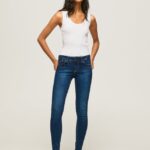 mujer jeans pitillo con tiro medio Pepe Jeans 44JTZ44 mezclilla