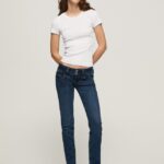 mujer jeans rectos con cintura baja de venus Pepe Jeans 44JTZ3 mezclilla