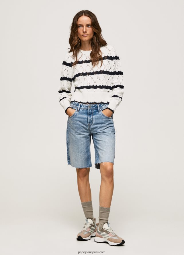 mujer jersey calado con motivo de rayas Pepe Jeans 44JTZ251 mousse - Imagen 2