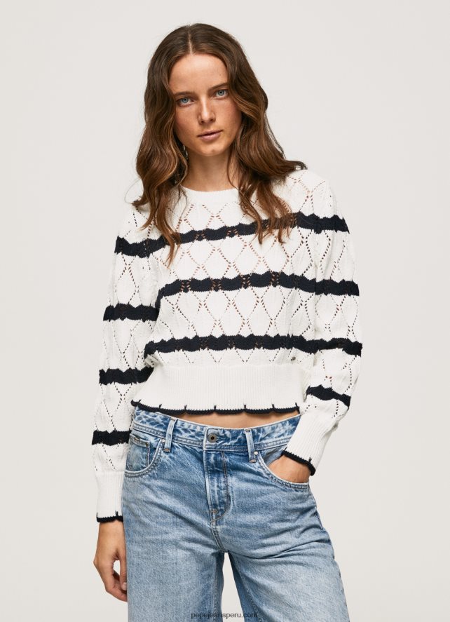 mujer jersey calado con motivo de rayas Pepe Jeans 44JTZ251 mousse - Imagen 3