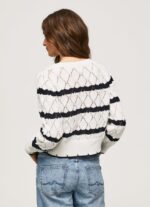 mujer jersey calado con motivo de rayas Pepe Jeans 44JTZ251 mousse - Imagen 4
