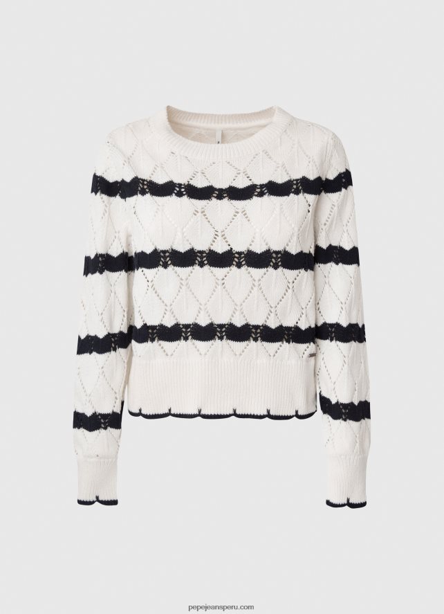 mujer jersey calado con motivo de rayas Pepe Jeans 44JTZ251 mousse - Imagen 5