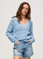 mujer jersey calado de ajuste holgado Pepe Jeans 44JTZ229 bahía - Imagen 3