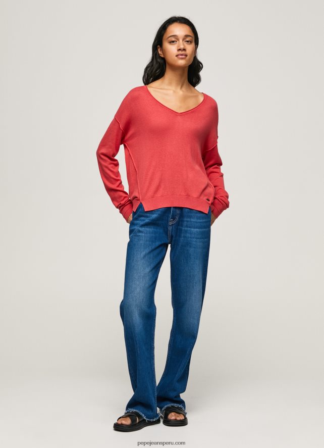 mujer_jersey_de_ajuste_holgado_con_escote_en_v_pepe_jeans_44jtz258_estudio_rojo.jpg mujer jersey de ajuste holgado con escote en v Pepe Jeans 44JTZ258 estudio rojo - Imagen 1