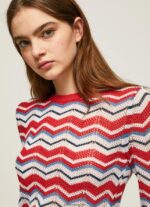 mujer jersey de corte estándar en zig-zag Pepe Jeans 44JTZ227 estudio rojo - Imagen 3