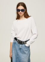 mujer jersey de corte relajado con cuello barco Pepe Jeans 44JTZ256 blanco - Imagen 2