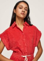 mujer mono corto de terciopelo Pepe Jeans 44JTZ210 estudio rojo - Imagen 3