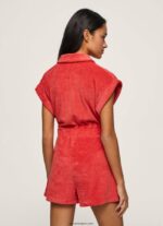 mujer mono corto de terciopelo Pepe Jeans 44JTZ210 estudio rojo - Imagen 4