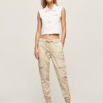 mujer nuevos joggers cruzados cargo Pepe Jeans 44JTZ318 piedra