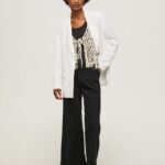 mujer pantalones acampanados de algodón Pepe Jeans 44JTZ313 negro