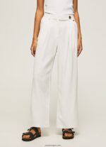 mujer pantalones anchos plisados Pepe Jeans 44JTZ288 blanco - Imagen 2