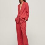 mujer pantalones anchos plisados Pepe Jeans 44JTZ289 estudio rojo
