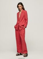 mujer pantalones anchos plisados Pepe Jeans 44JTZ289 estudio rojo