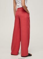mujer pantalones anchos plisados Pepe Jeans 44JTZ289 estudio rojo - Imagen 4