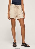 mujer pantalones cortos con cintura ajustable Pepe Jeans 44JTZ525 piedra - Imagen 2