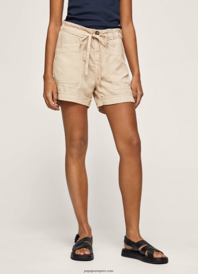mujer pantalones cortos con cintura ajustable Pepe Jeans 44JTZ525 piedra - Imagen 2
