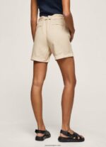 mujer pantalones cortos con cintura ajustable Pepe Jeans 44JTZ525 piedra - Imagen 4