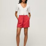 mujer pantalones cortos de corte paper bag Pepe Jeans 44JTZ533 estudio rojo