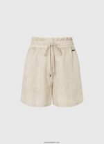 mujer pantalones cortos de lino con bolsa de papel Pepe Jeans 44JTZ490 piedra - Imagen 3