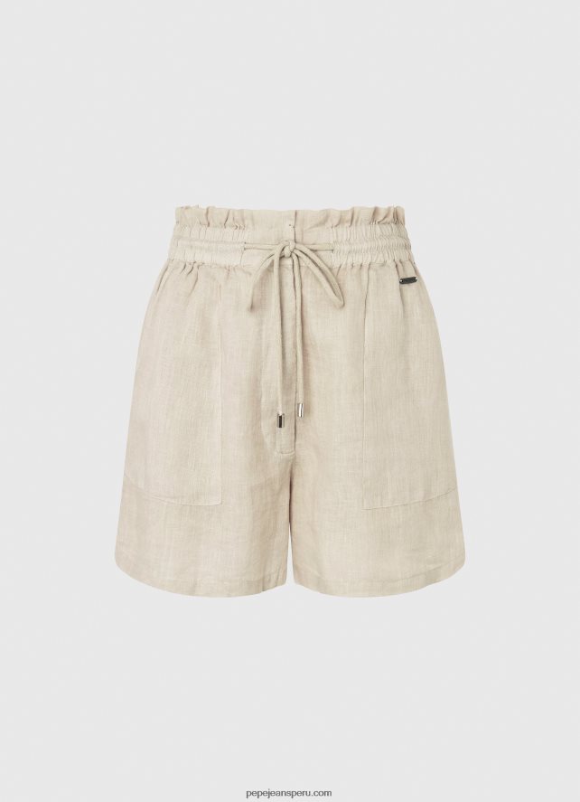 mujer pantalones cortos de lino con bolsa de papel Pepe Jeans 44JTZ490 piedra - Imagen 3