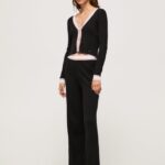 mujer pantalones de punto de canalé Pepe Jeans 44JTZ306 negro