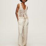 mujer pantalones palazzo de lino Pepe Jeans 44JTZ301 piedra