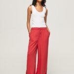 mujer pantalones paper bag anchos Pepe Jeans 44JTZ303 estudio rojo