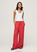 mujer pantalones paper bag anchos Pepe Jeans 44JTZ303 estudio rojo