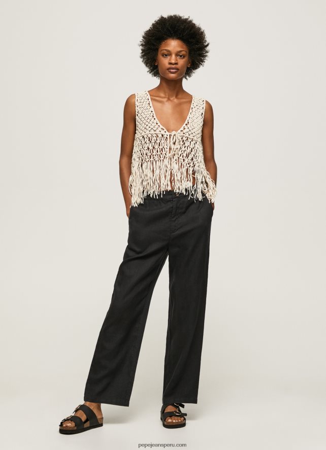 mujer_pantalones_rectos_de_tejido_fluido_pepe_jeans_44jtz291_negro.jpg mujer pantalones rectos de tejido fluido Pepe Jeans 44JTZ291 negro - Imagen 1