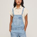 mujer peto corto de mezclilla de algodón Pepe Jeans 44JTZ175 mezclilla