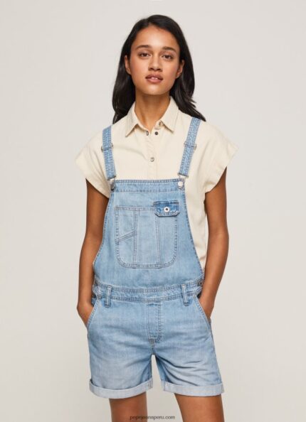 mujer peto corto de mezclilla de algodón Pepe Jeans 44JTZ175 mezclilla