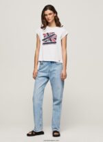 mujer playera con estampado Union Jack Pepe Jeans 44JTZ415 blanco - Imagen 2