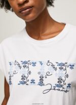 mujer playera con logo bordado Pepe Jeans 44JTZ433 blanco - Imagen 3