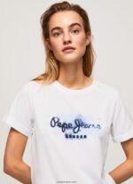 mujer playera con logo degradado Pepe Jeans 44JTZ421 blanco
