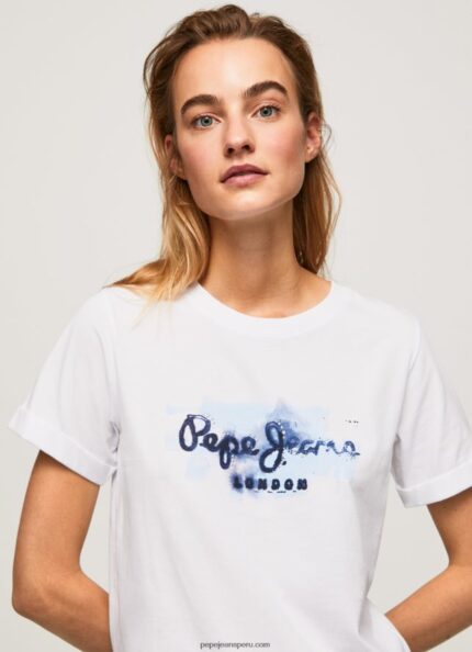 mujer playera con logo degradado Pepe Jeans 44JTZ421 blanco