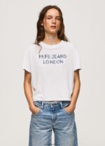 mujer playera con logo estampado Pepe Jeans 44JTZ378 blanco