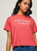 mujer playera con logo estampado Pepe Jeans 44JTZ379 estudio rojo - Imagen 3