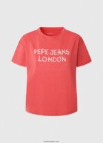 mujer playera con logo estampado Pepe Jeans 44JTZ379 estudio rojo - Imagen 5
