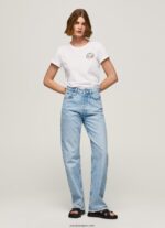 mujer playera con logo estampado Pepe Jeans 44JTZ381 blanco - Imagen 2