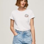 mujer playera con logo estampado Pepe Jeans 44JTZ381 blanco