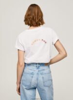 mujer playera con logo estampado Pepe Jeans 44JTZ381 blanco - Imagen 4
